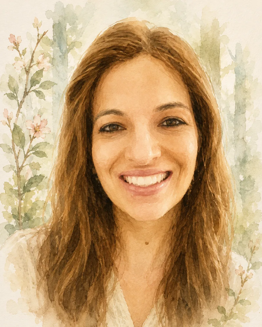 A watercolour portrait of Sarit Glickman